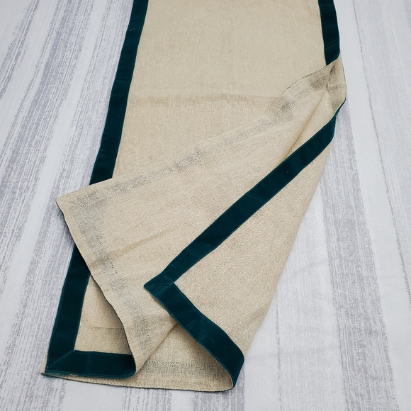 Pier 1 Dining Pier Table Runner Teal Velvet Trim Poshmark